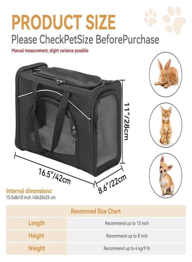 بتس فيت حقيبة نقل الحيوانات الأليفة Petsfit المعتمدة من شركات الطيران للقطط الصغيرة، مقاس 16.5 × 8.6 × 11 بوصة، معتمدة من إدارة أمن النقل الأمريكية، مع حشوة مزدوجة الجوانب قابلة للإزالة (وضع ثنائي الاتجاه) - تناسب معظم مقاعد الطائرات، مانعة للهروب (أسود) - Image 2